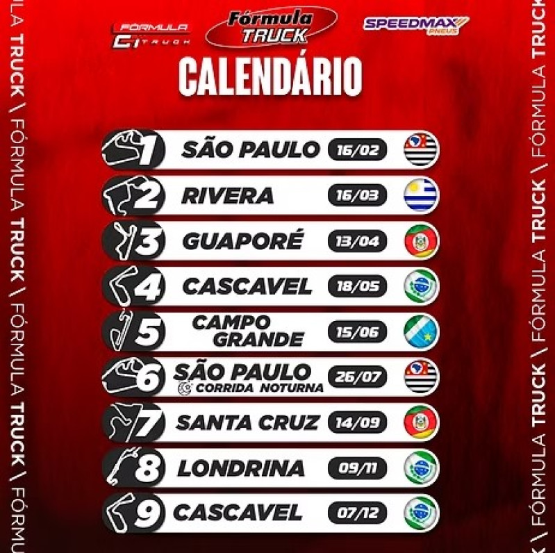 Calendário de eventos Fórmula Truck 2025