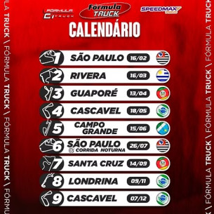 Calendário de eventos Fórmula Truck 2025